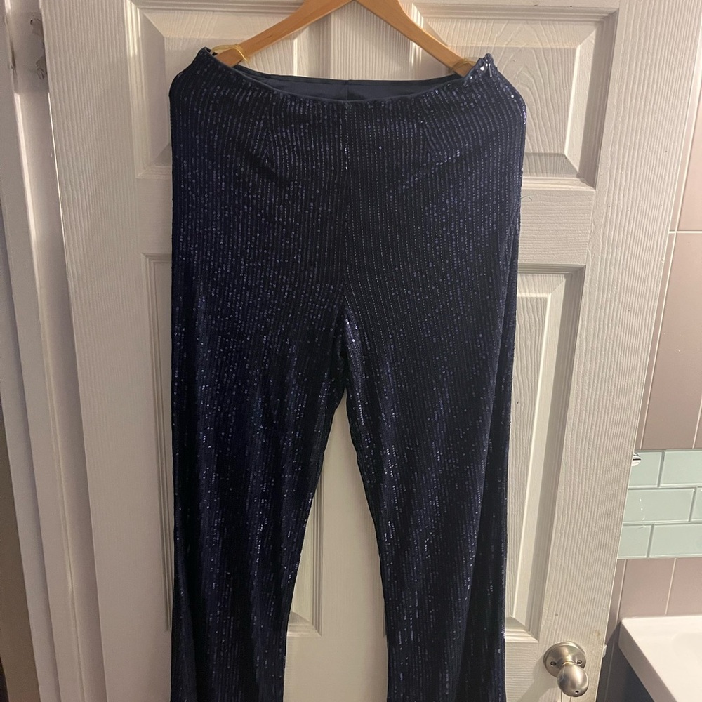 SHEIN Dark Blue Glitter Wide Leg Pants